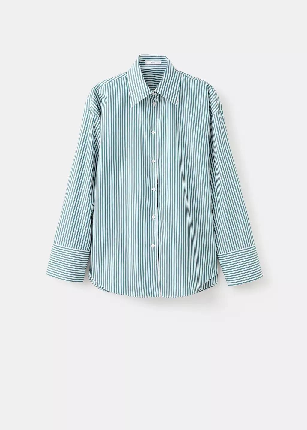 Green Oversize Striped Shirt, Green, large image number 7