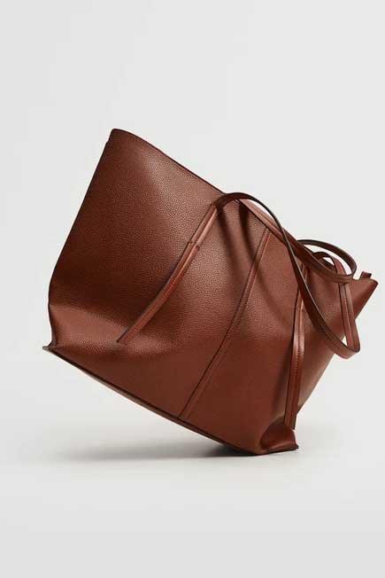 Brown Pebbled Shopper Bag, Women, , large image number 1