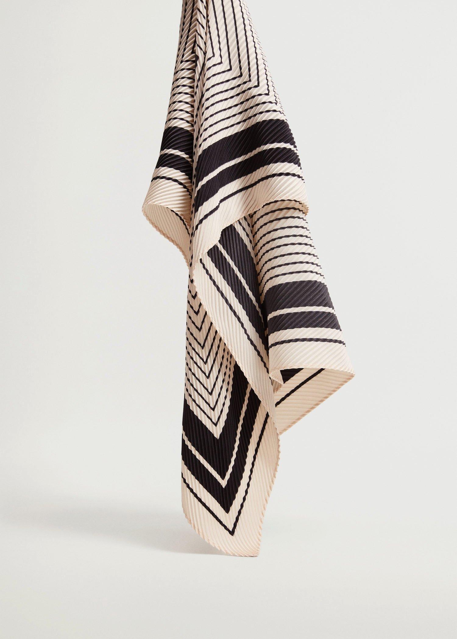 Black Striped Printed Scarf, Women, , large image number 1