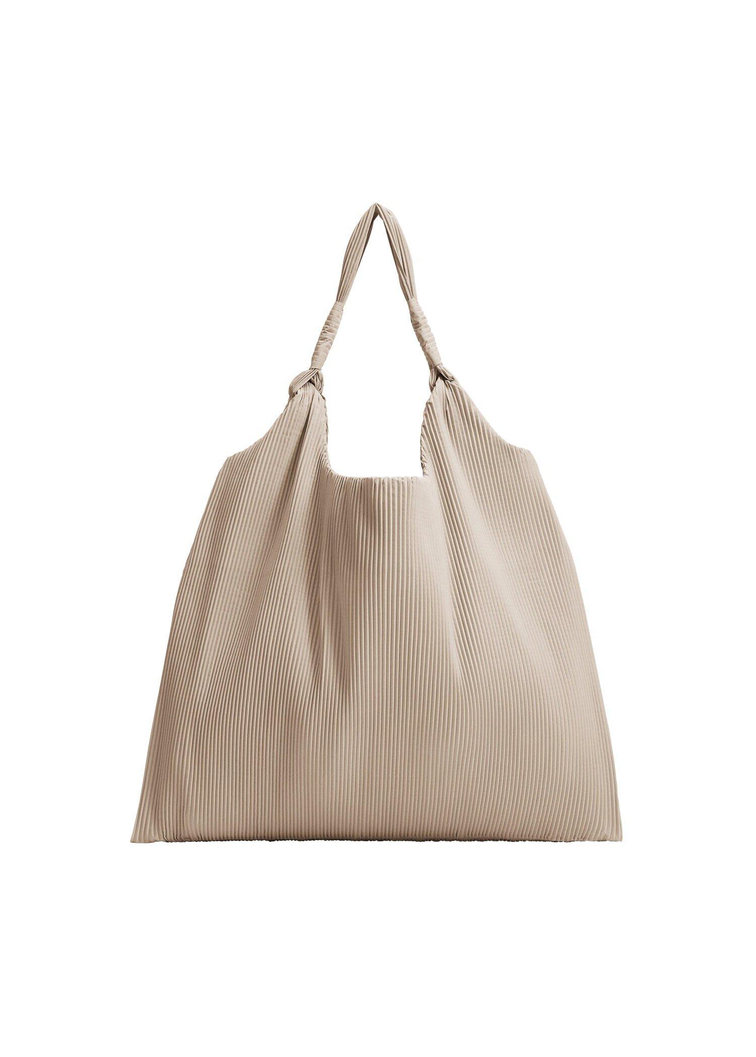 Light Beige Pleated Bucket Bag, Women, , large image number 1