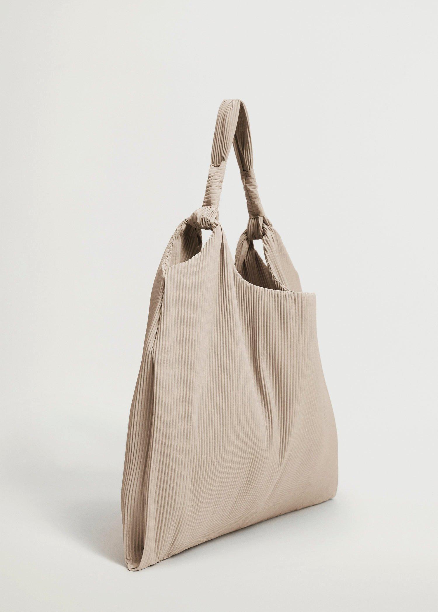 Light Beige Pleated Bucket Bag, Women, , large image number 2