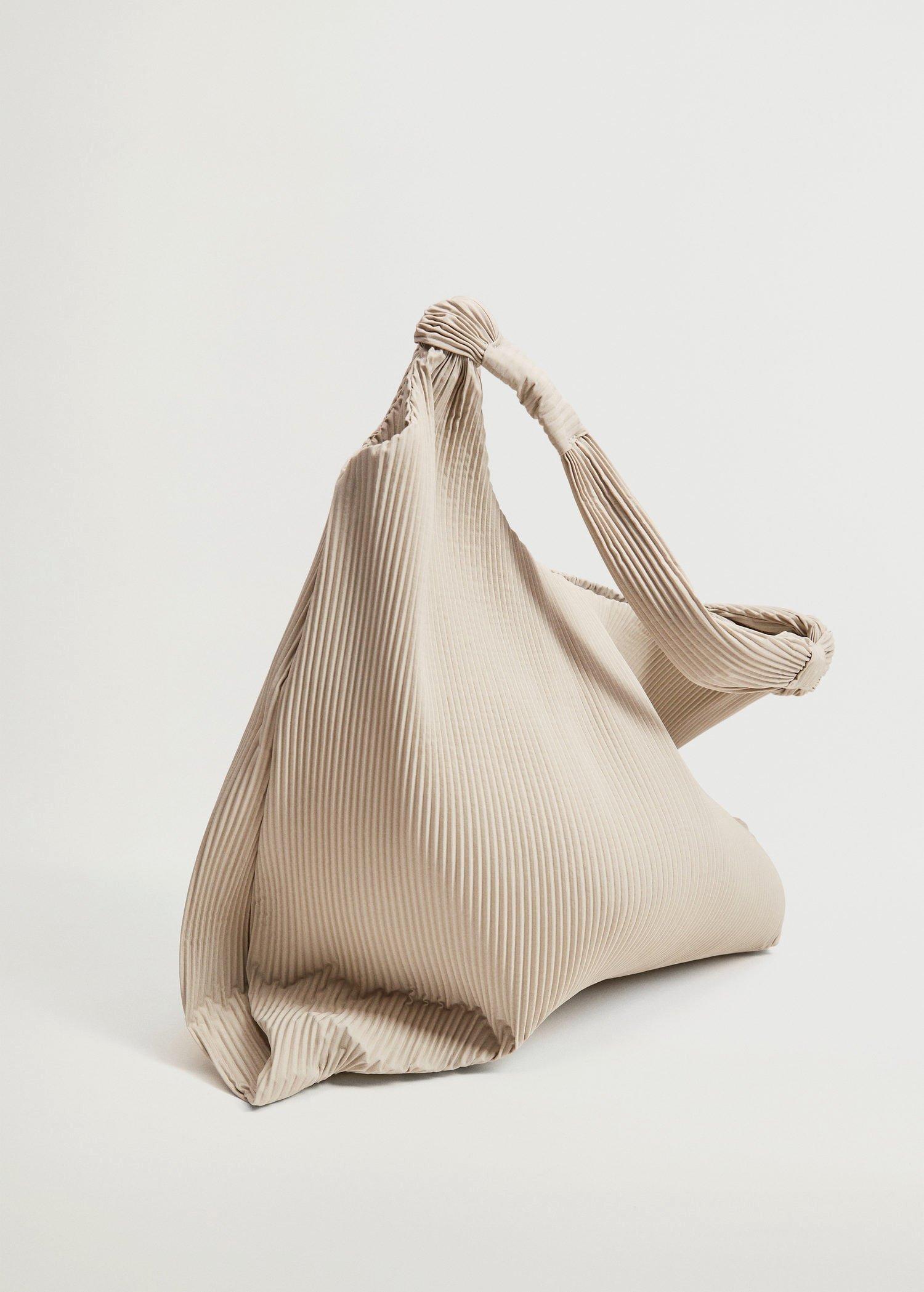 Light Beige Pleated Bucket Bag, Women, , large image number 4