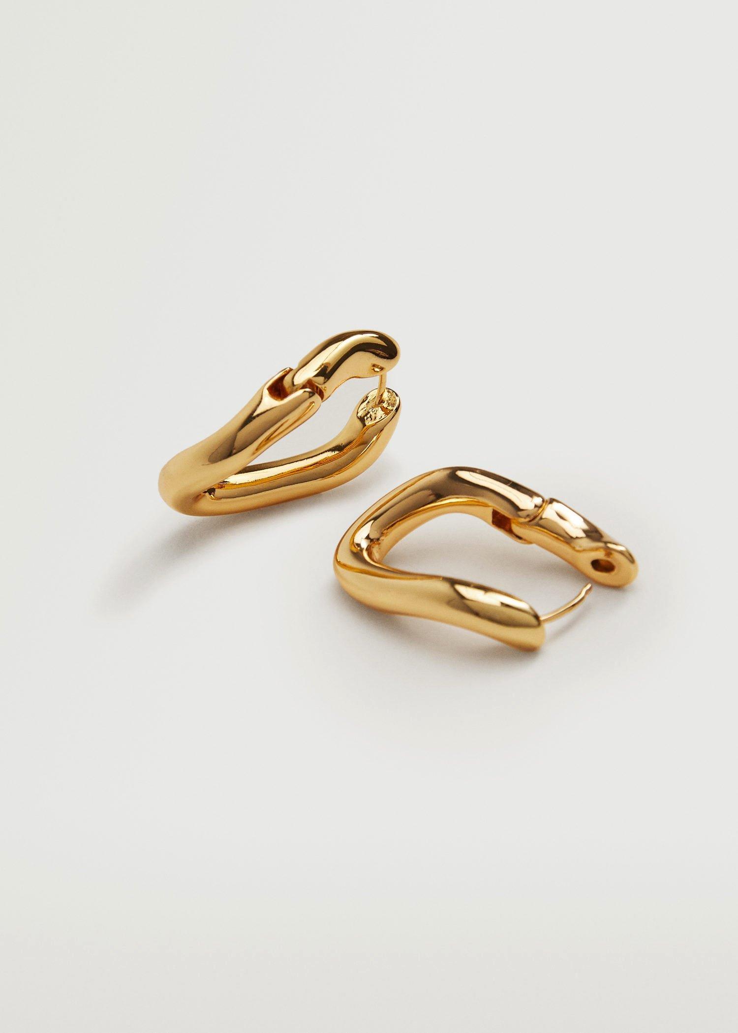 Gold Twisted Hoop Earrings, Women, , large image number 0