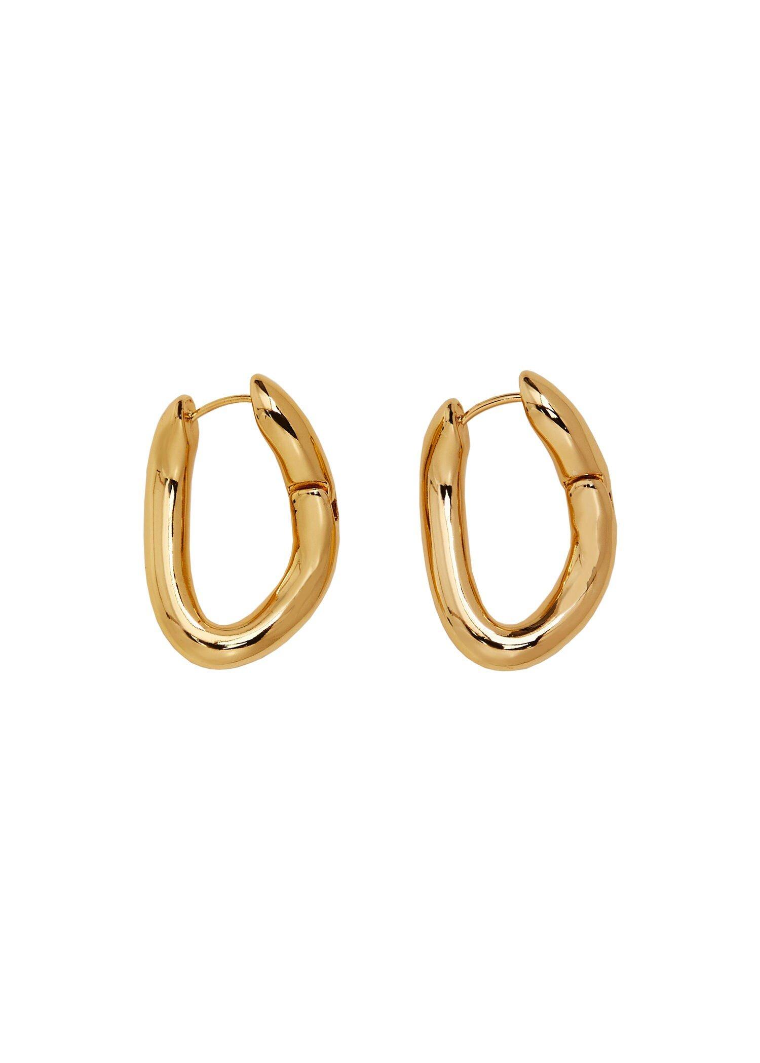 Gold Twisted Hoop Earrings, Women, , large image number 1