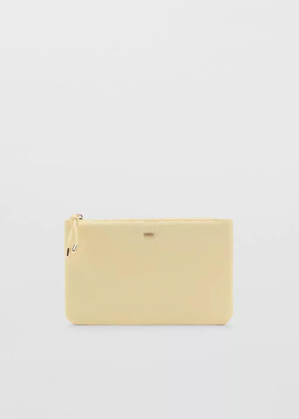 Yellow Zipped Nylon Cosmetics Bag, Yellow, large image number 2