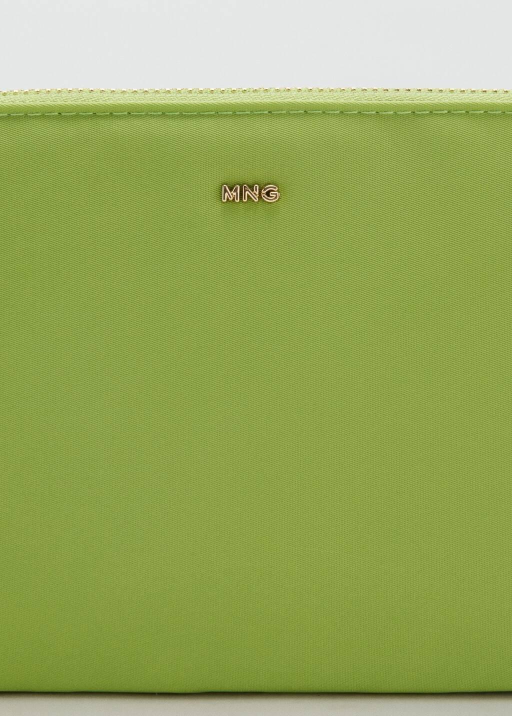 Green Zipped Nylon Cosmetics Bag, Bright Yellow, large image number 1