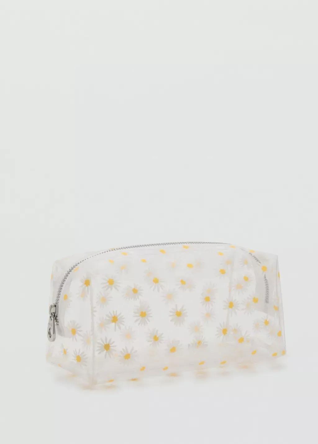 WHITE Vinyl flower toiletry bag, White, large image number 0