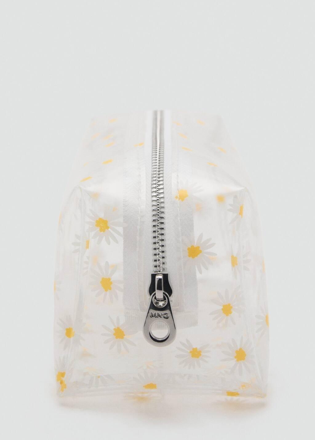 WHITE Vinyl flower toiletry bag, White, large image number 1