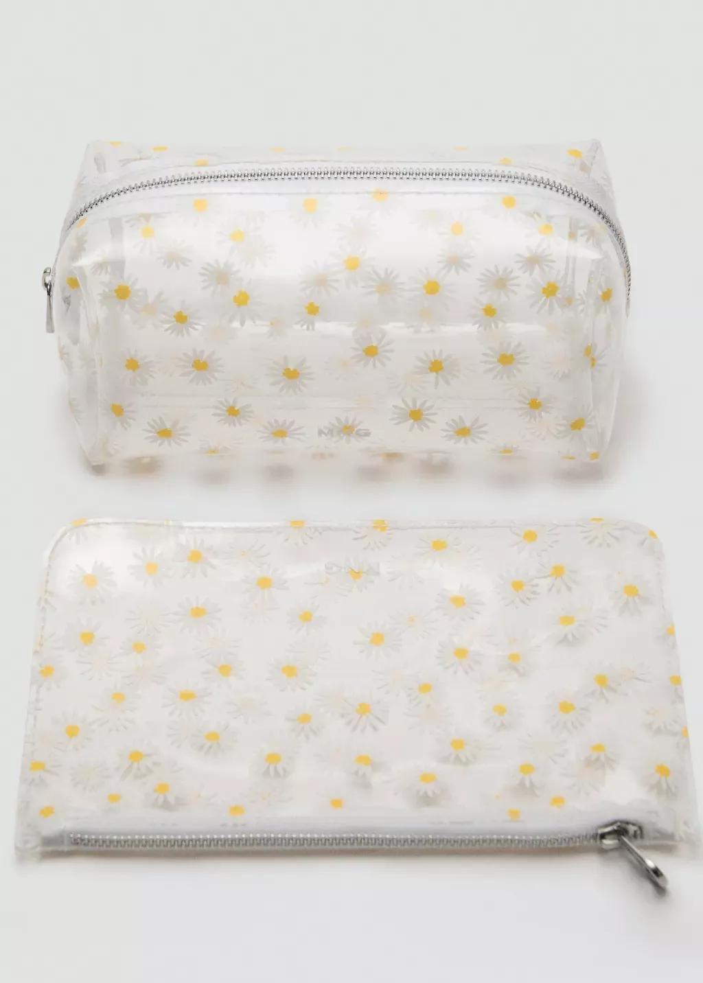 WHITE Vinyl flower toiletry bag, White, large image number 2