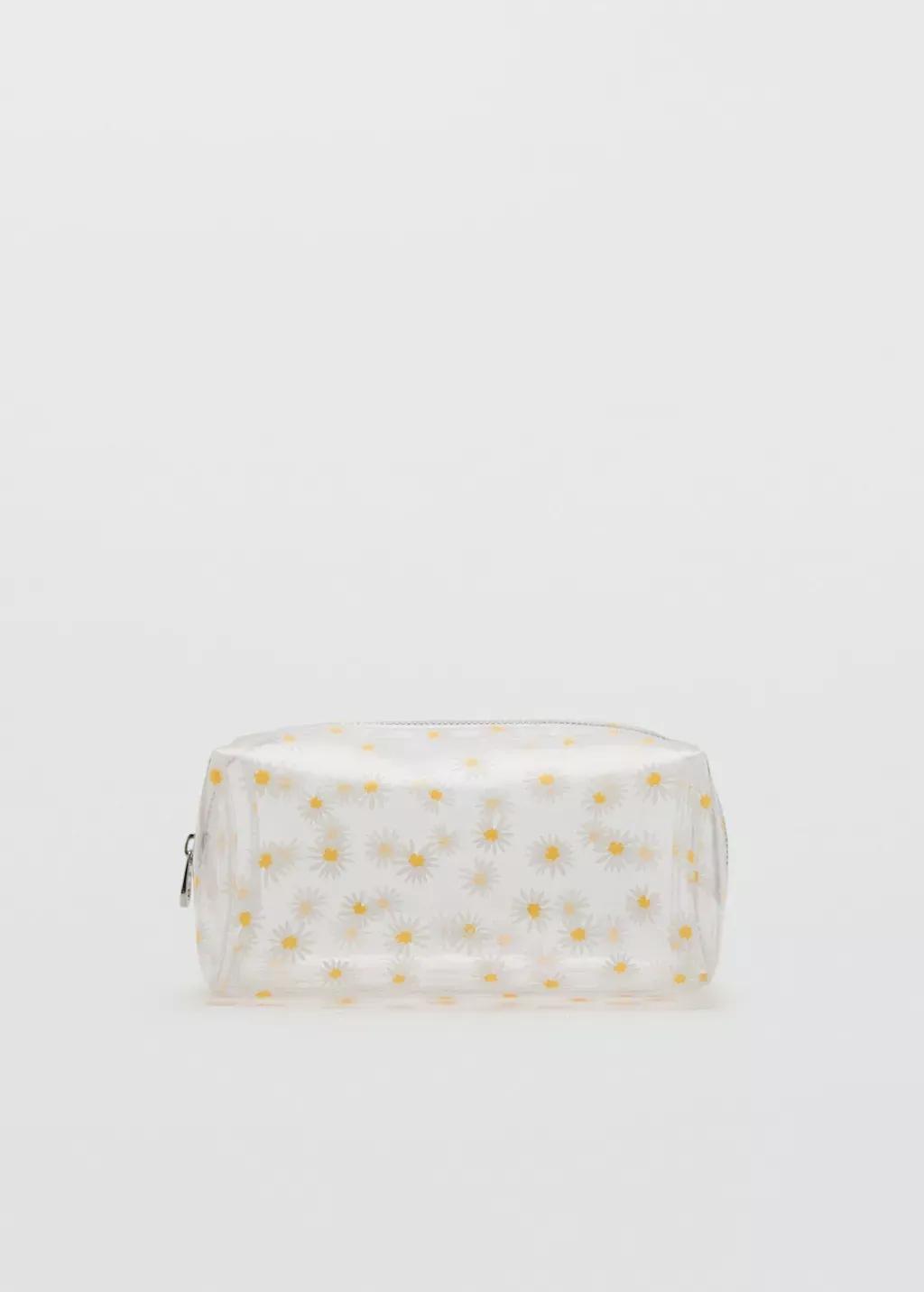 WHITE Vinyl flower toiletry bag, White, large image number 3