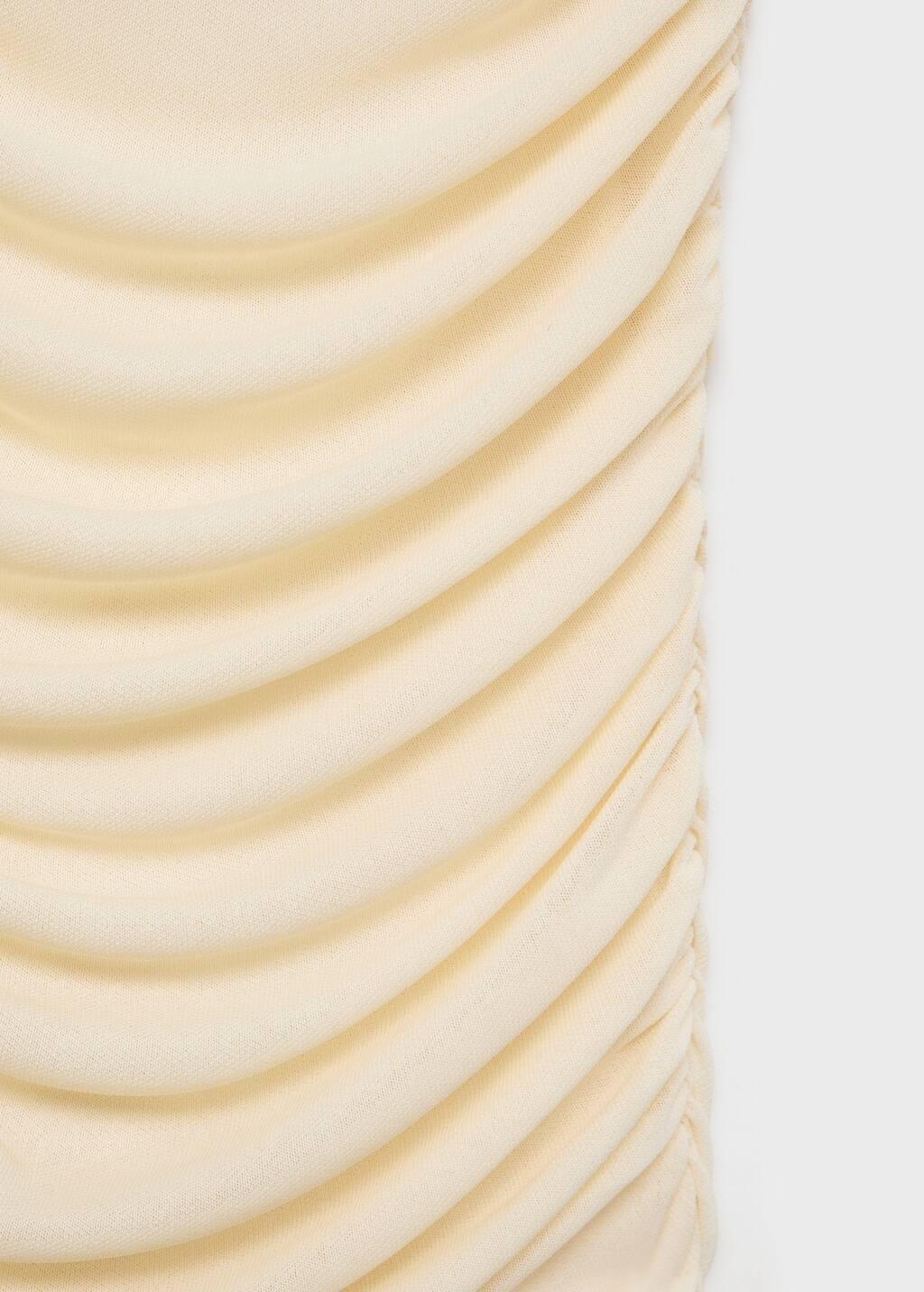 Cream Long Draped Dress, , large image number 4