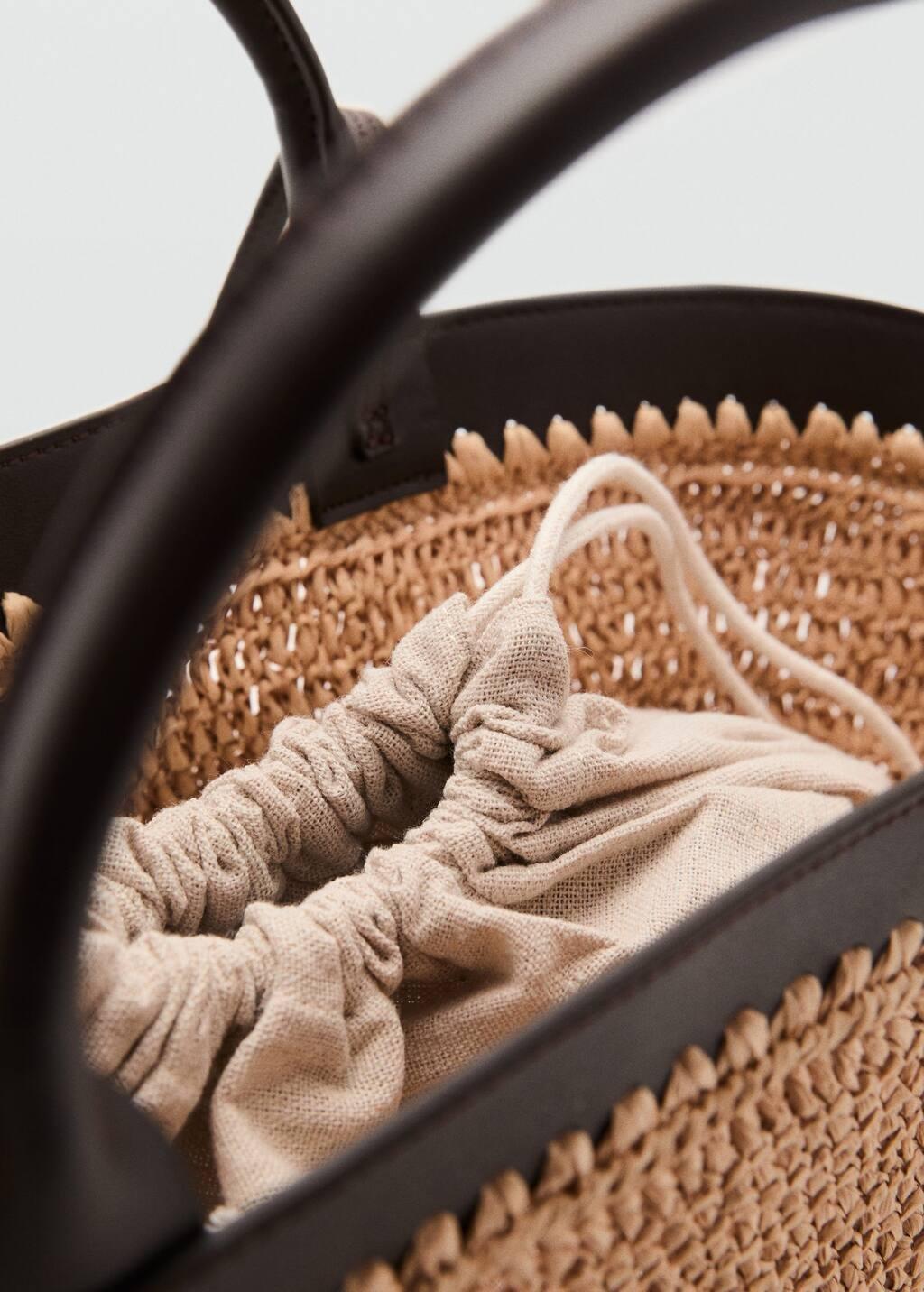 DARK BROWN Large natural fibre bag with double handle, Dark Brown, large image number 1