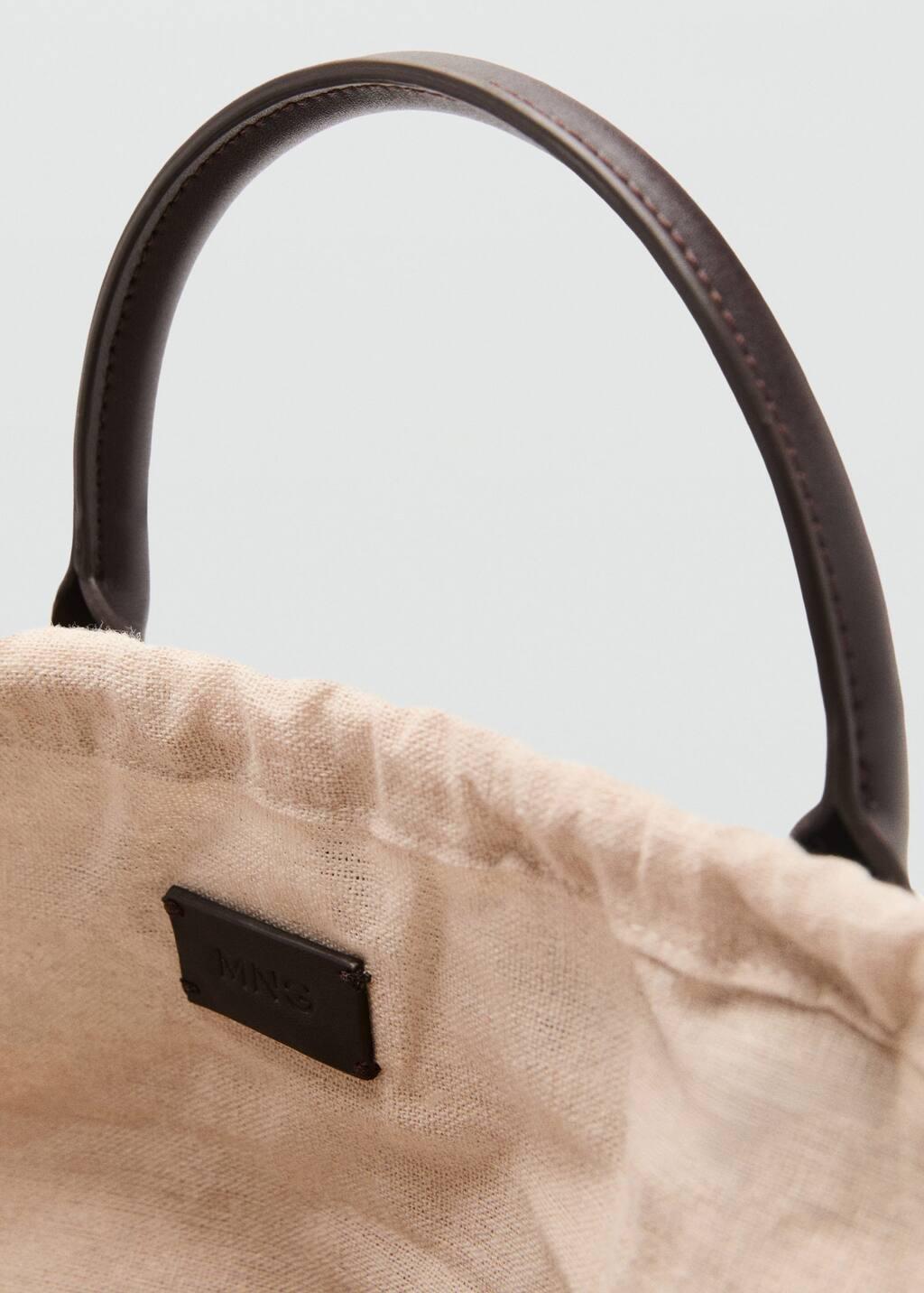 DARK BROWN Large natural fibre bag with double handle, Dark Brown, large image number 2