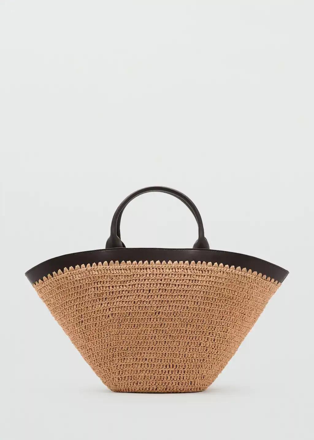 DARK BROWN Large natural fibre bag with double handle, Dark Brown, large image number 3