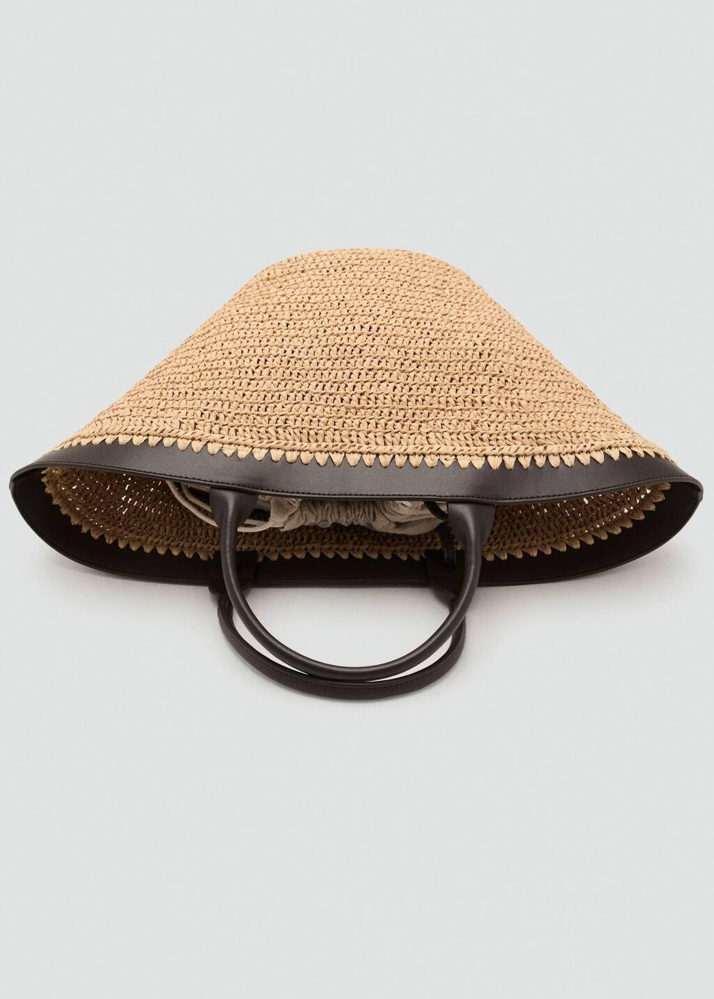 DARK BROWN Large natural fibre bag with double handle, Dark Brown, large image number 4