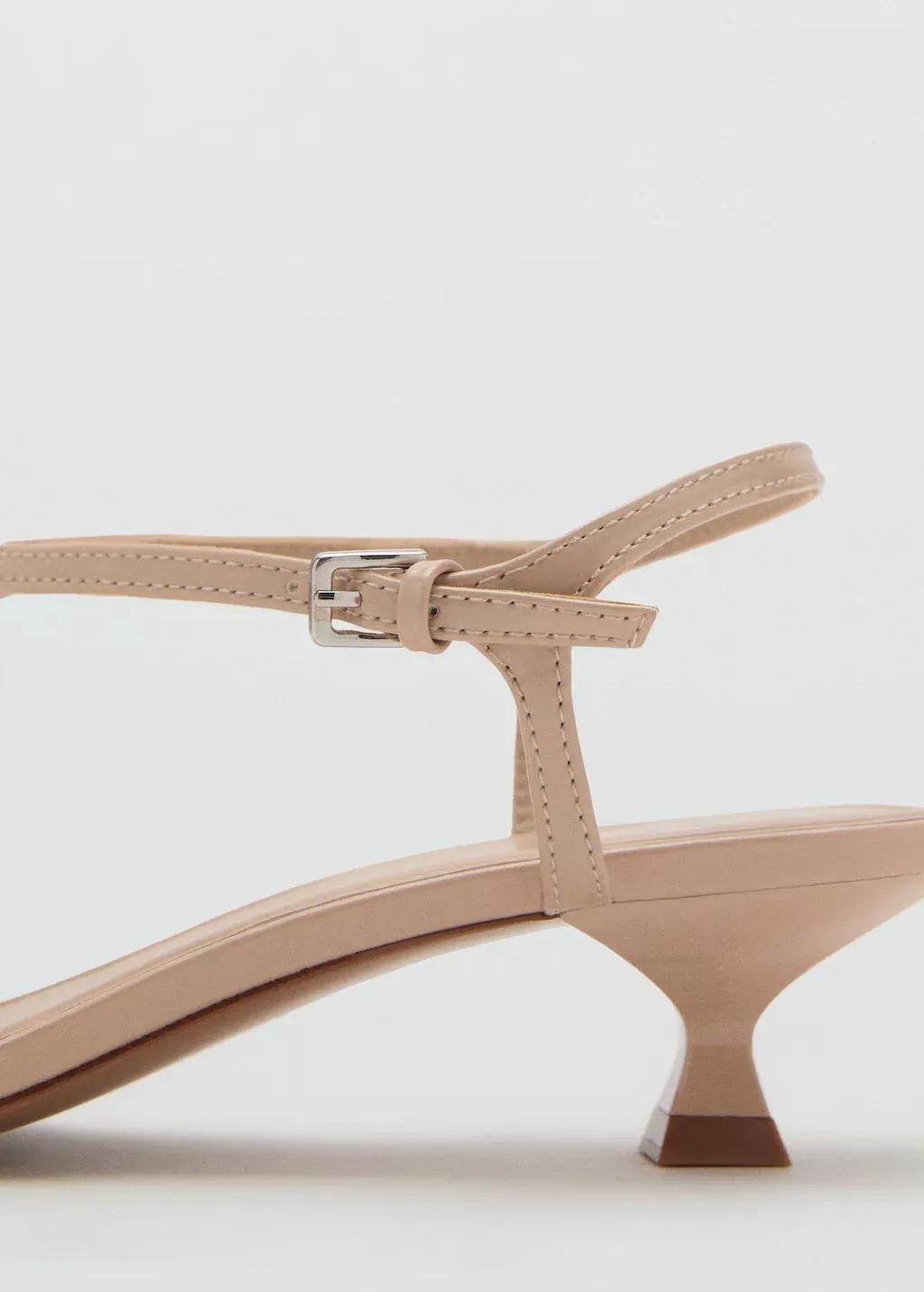 Beige Kitten Heel Sandals With Straps, , large image number 1