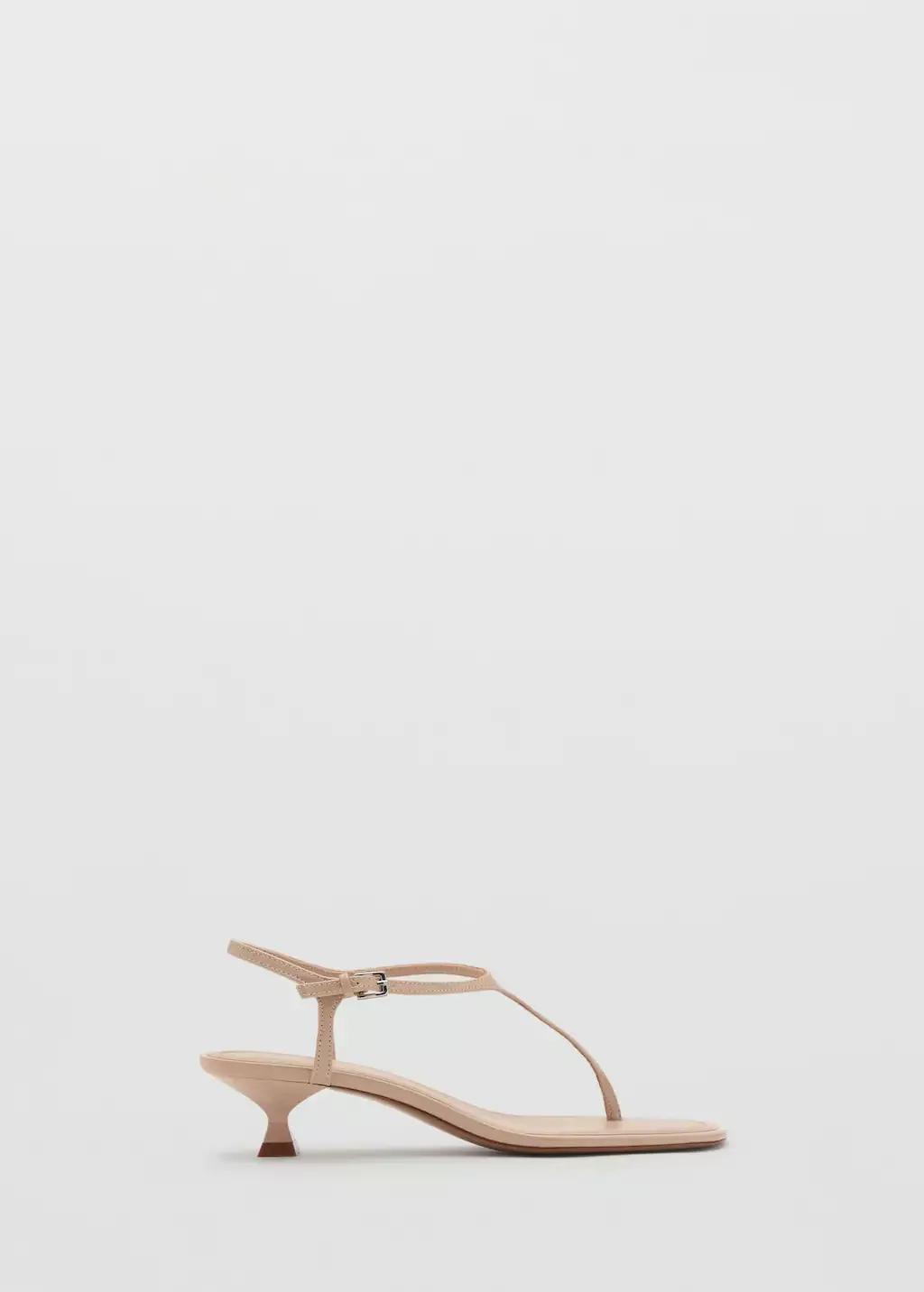 Beige Kitten Heel Sandals With Straps, , large image number 3