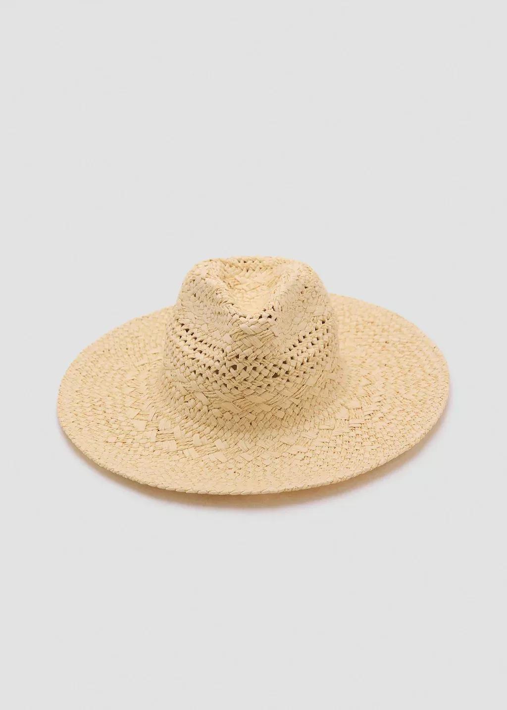 LIGHT BEIGE Natural fibre hat with openwork details, Light Beige, medium