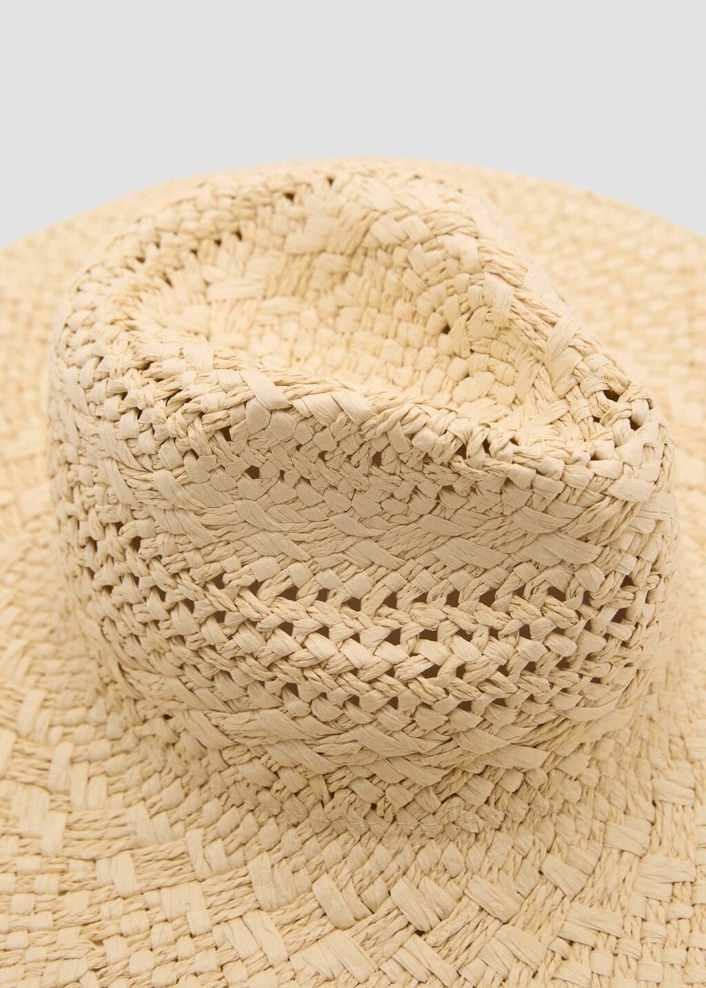 LIGHT BEIGE Natural fibre hat with openwork details, Light Beige, medium