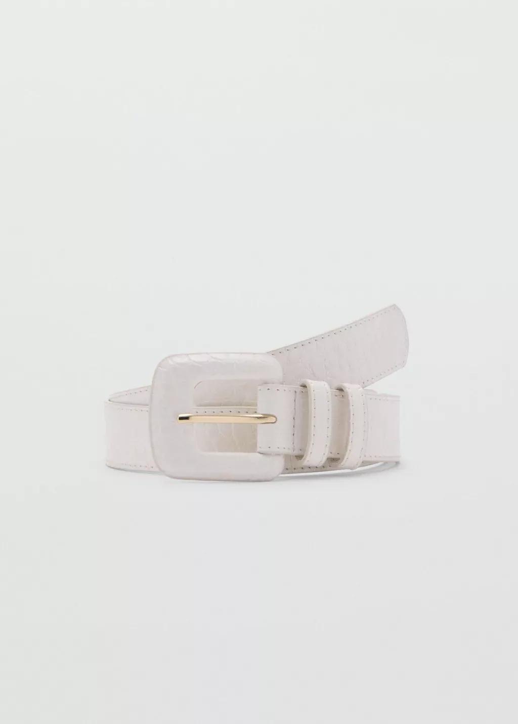 Beige Crocodile-Effect Belt, , large image number 3