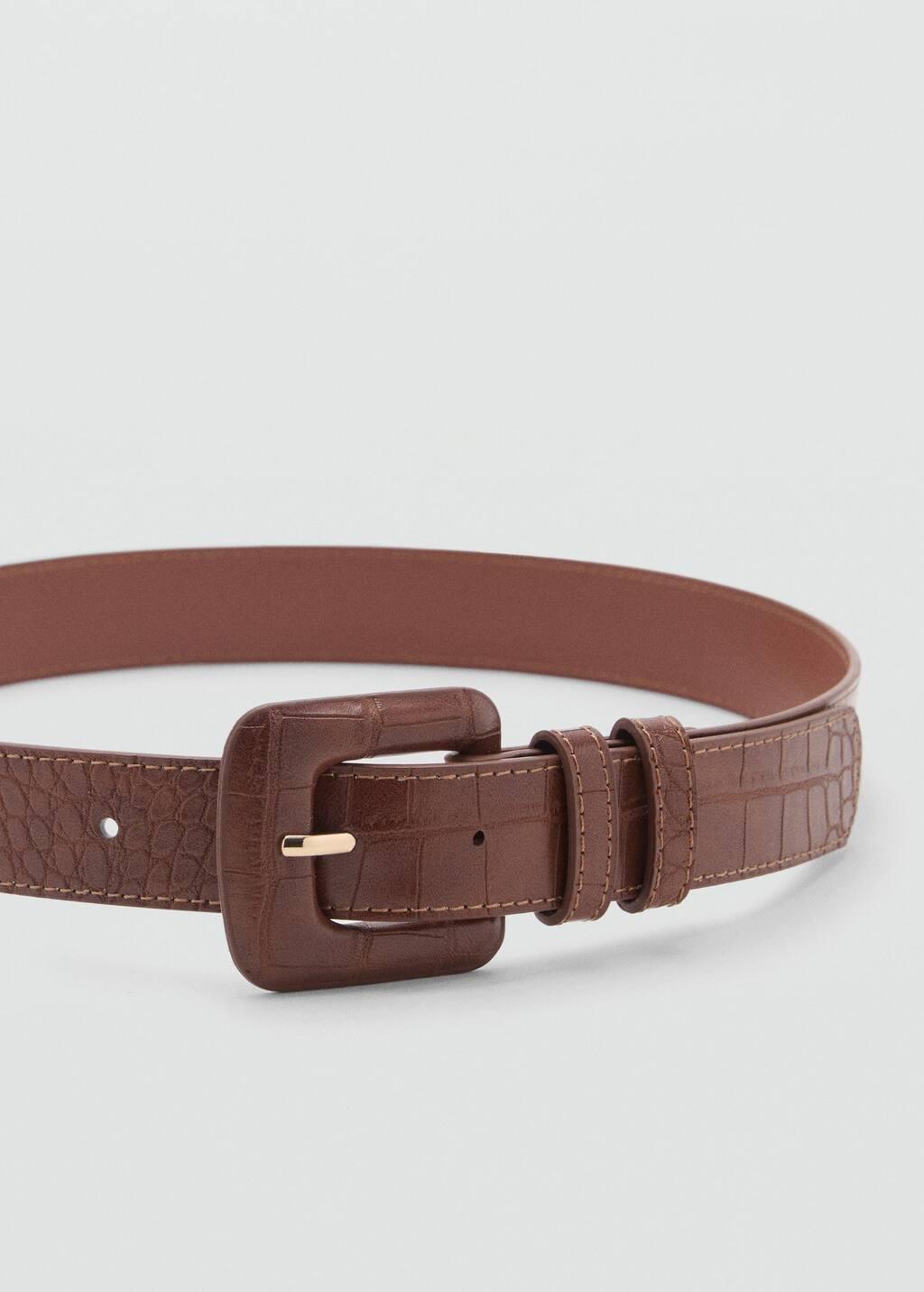 Brown Crocodile-Effect Belt, , large image number 0