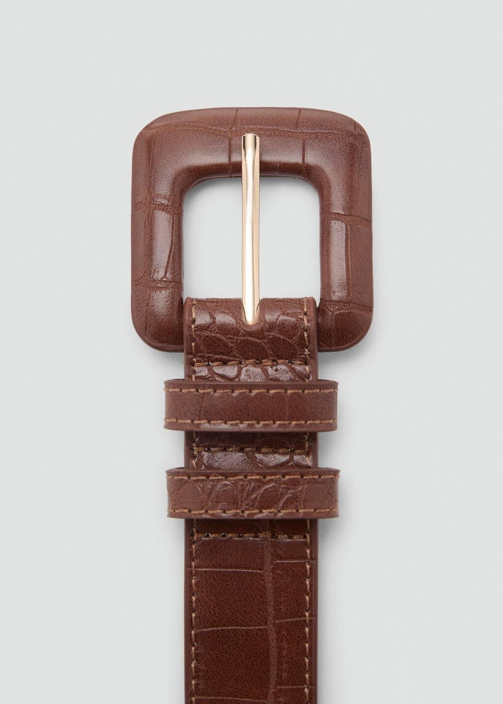 Brown Crocodile-Effect Belt, , large image number 1