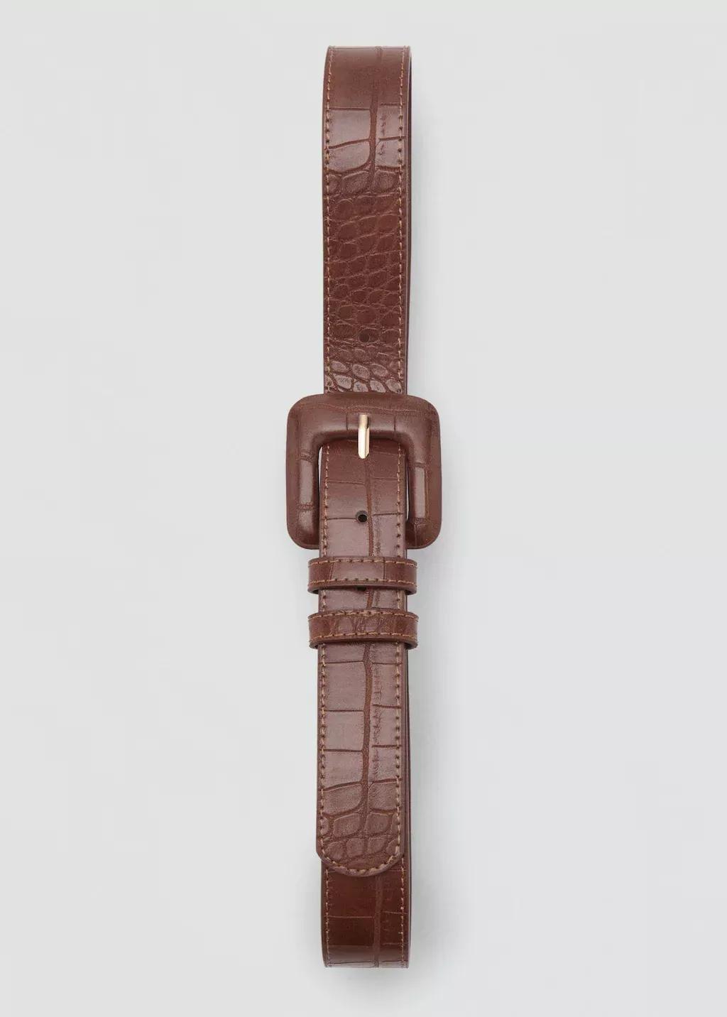 Brown Crocodile-Effect Belt, , large image number 2