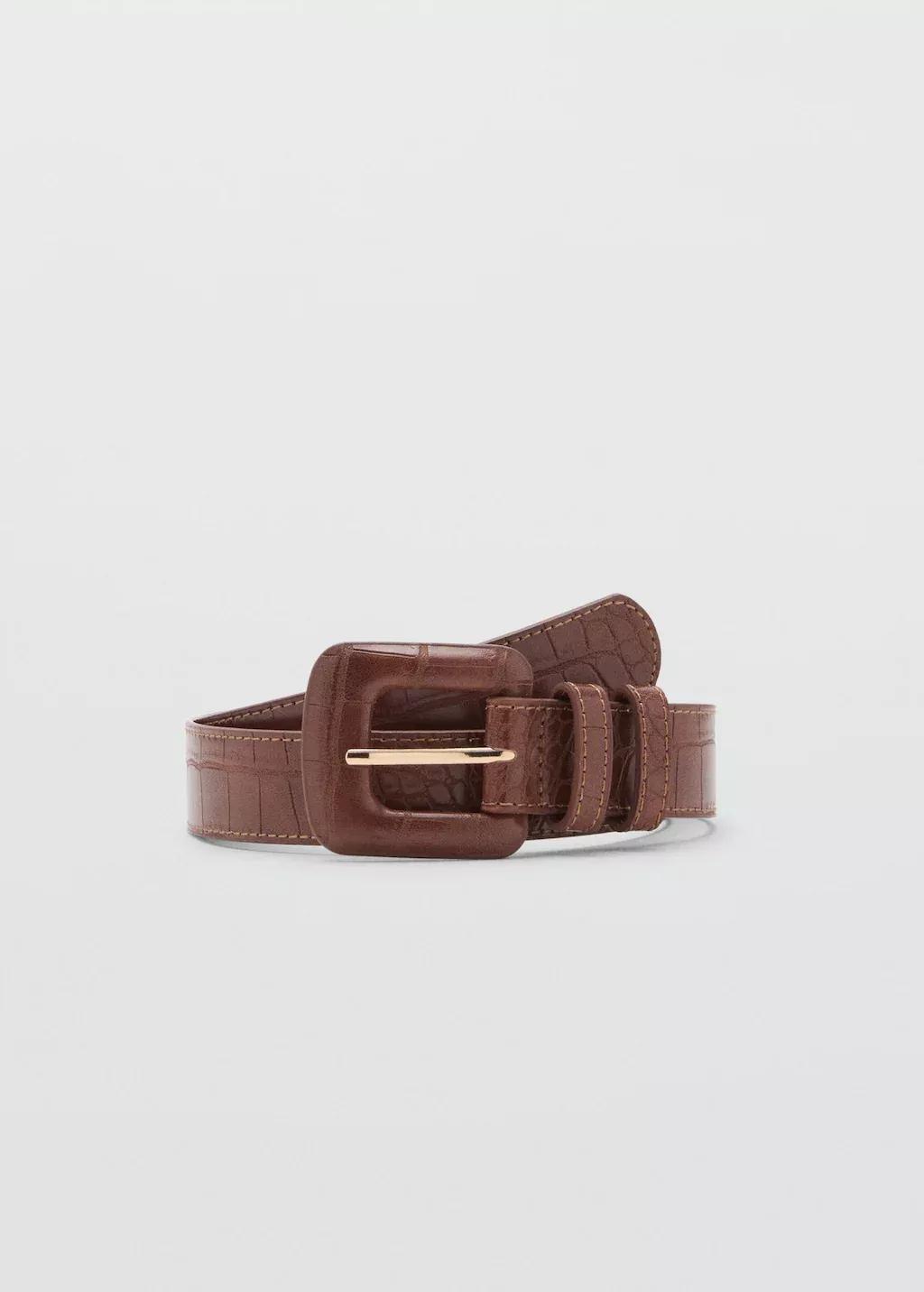 Brown Crocodile-Effect Belt, , large image number 3