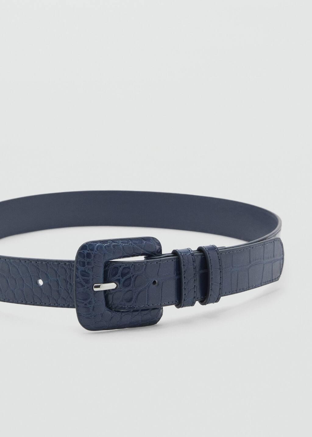Blue Crocodile-Effect Belt, , large image number 0