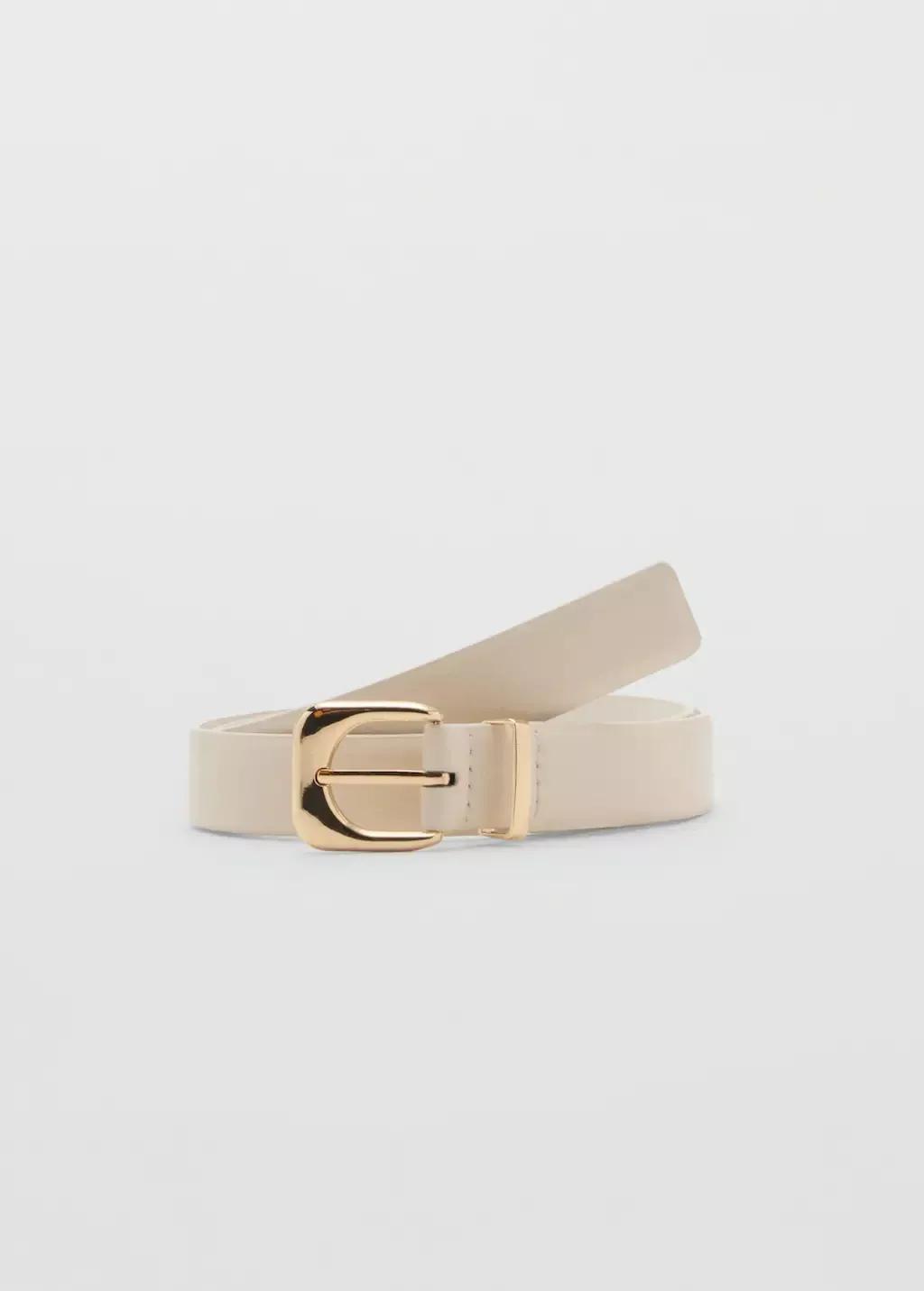 LIGHT BEIGE Leather effect belt with buckle, Light Beige, large image number 3