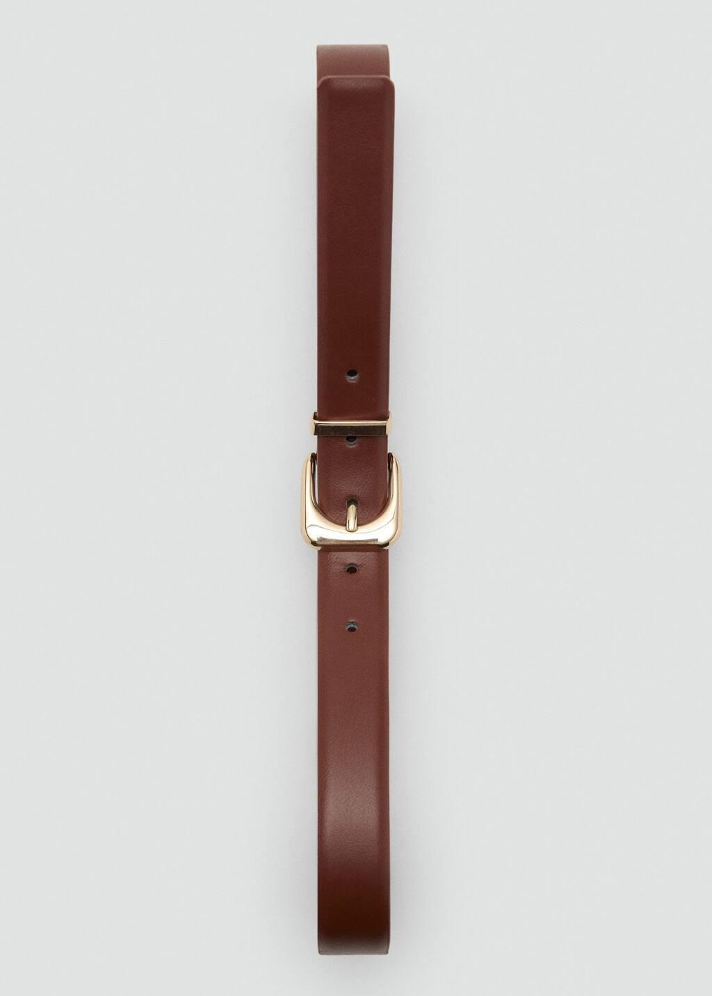Brown Leather Effect Belt With Buckle, , large image number 2