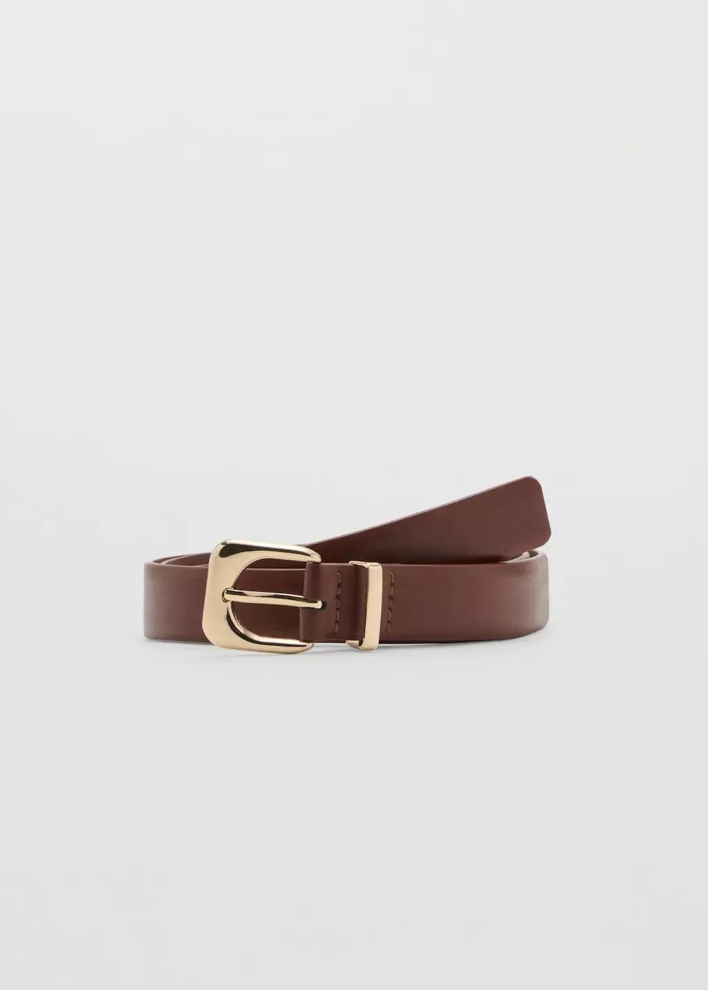 Brown Leather Effect Belt With Buckle, , large image number 3