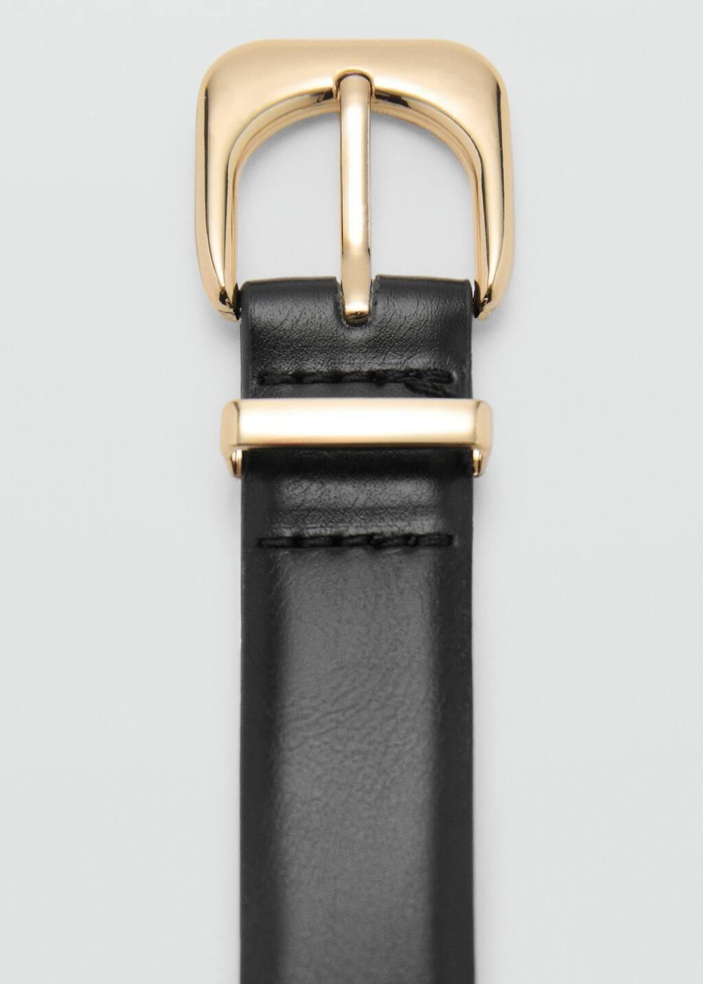 Black Leather Effect Belt With Buckle, , large image number 1