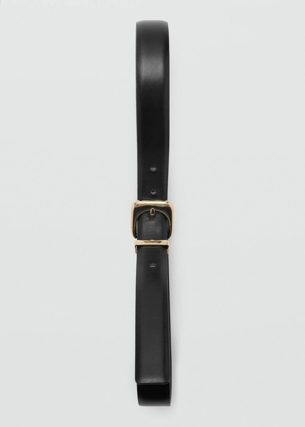 Black Leather Effect Belt With Buckle, , large image number 2