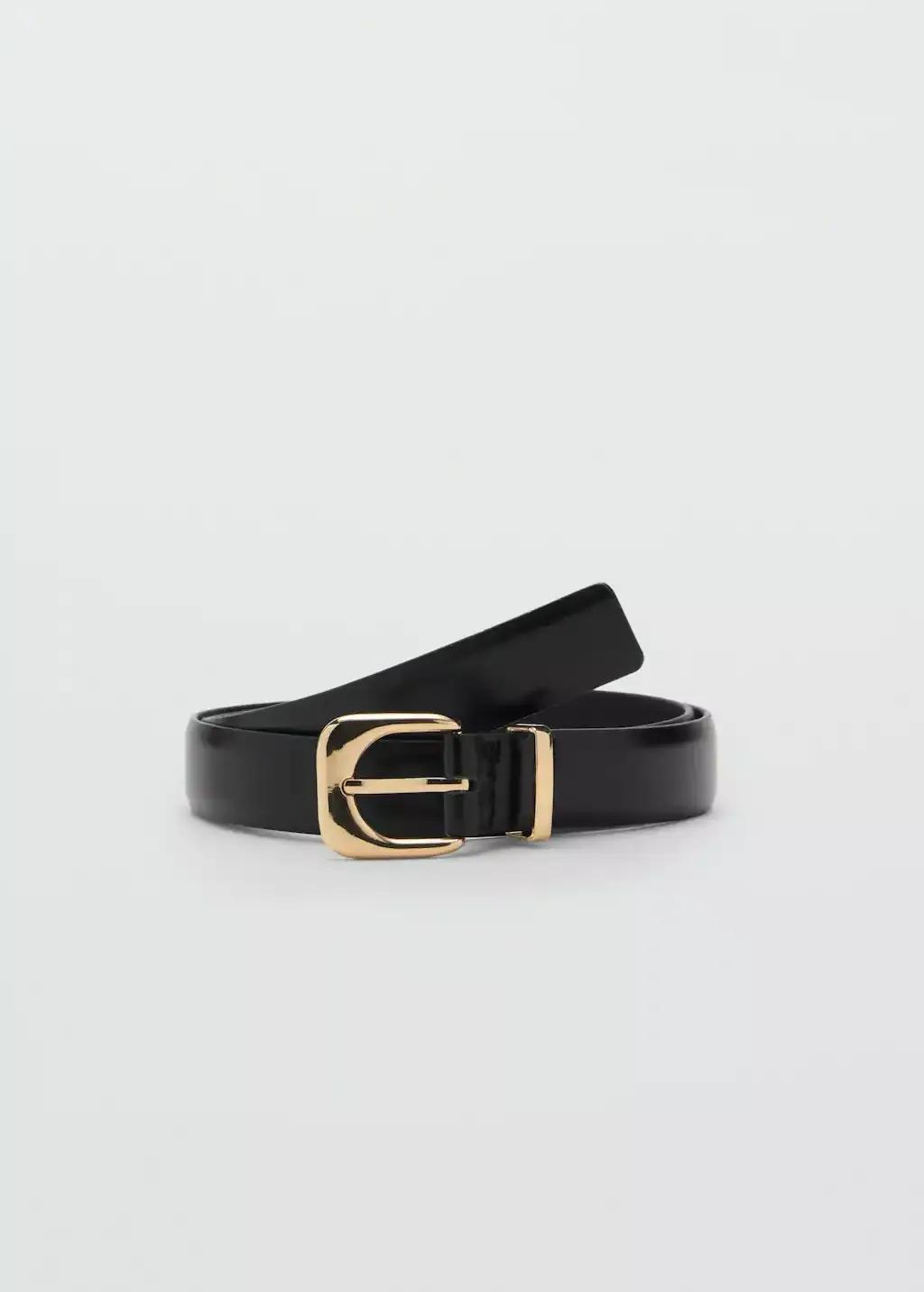 Black Leather Effect Belt With Buckle, , large image number 3