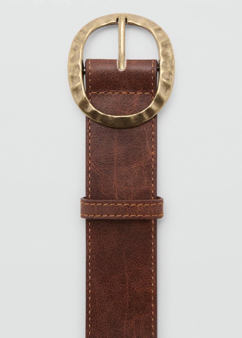 Brown Textured Belt With Round Buckle, , large image number 1