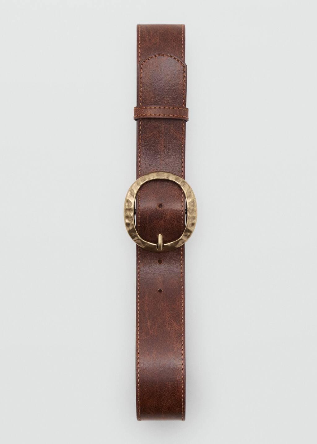 Brown Textured Belt With Round Buckle, , large image number 2