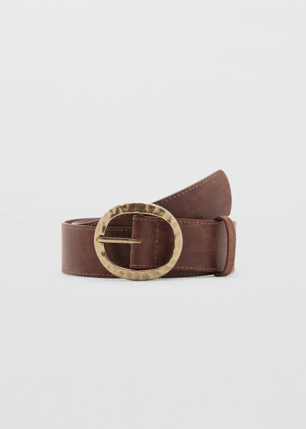 Brown Textured Belt With Round Buckle, , large image number 3