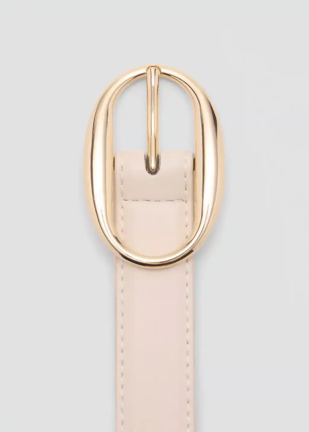 Beige Oval Buckle Belt, , large image number 0