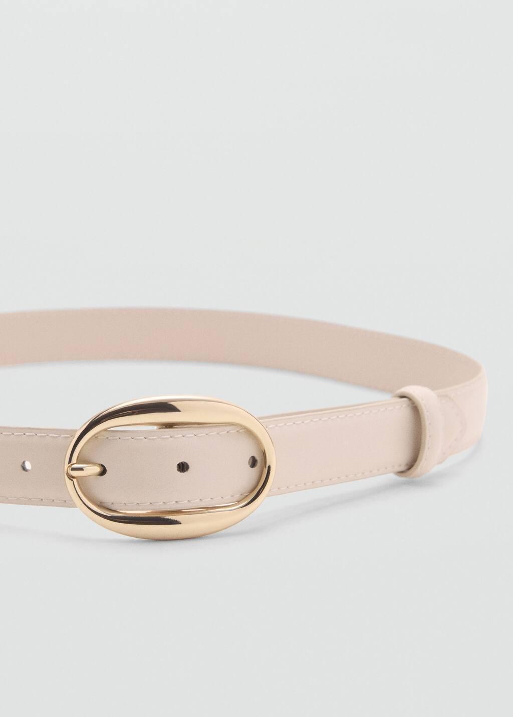 Beige Oval Buckle Belt, , large image number 1