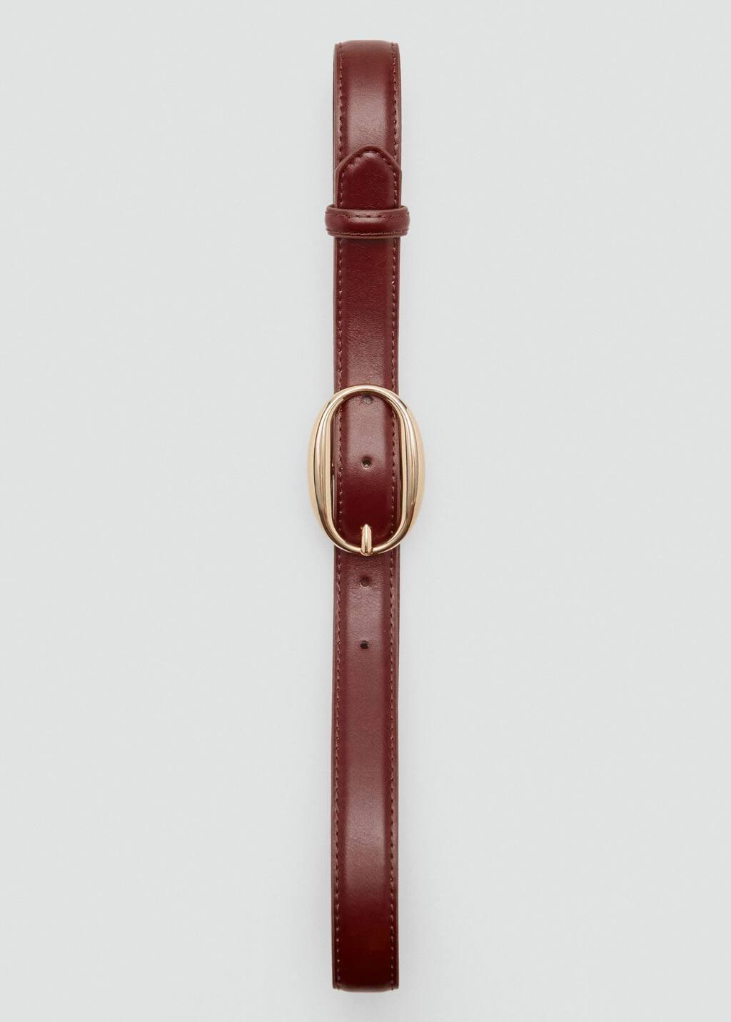 BROWN Oval buckle belt, Brown, medium