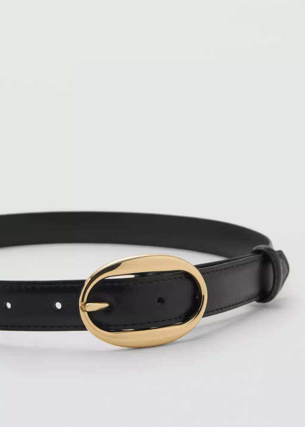 Black Oval Buckle Belt, , large image number 0