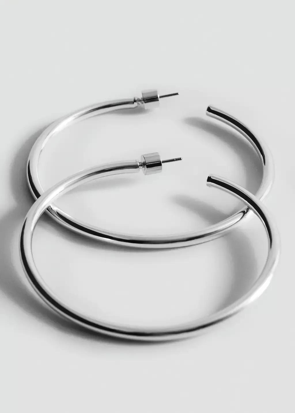 Silver Hoop Earrings, Silver, large image number 0