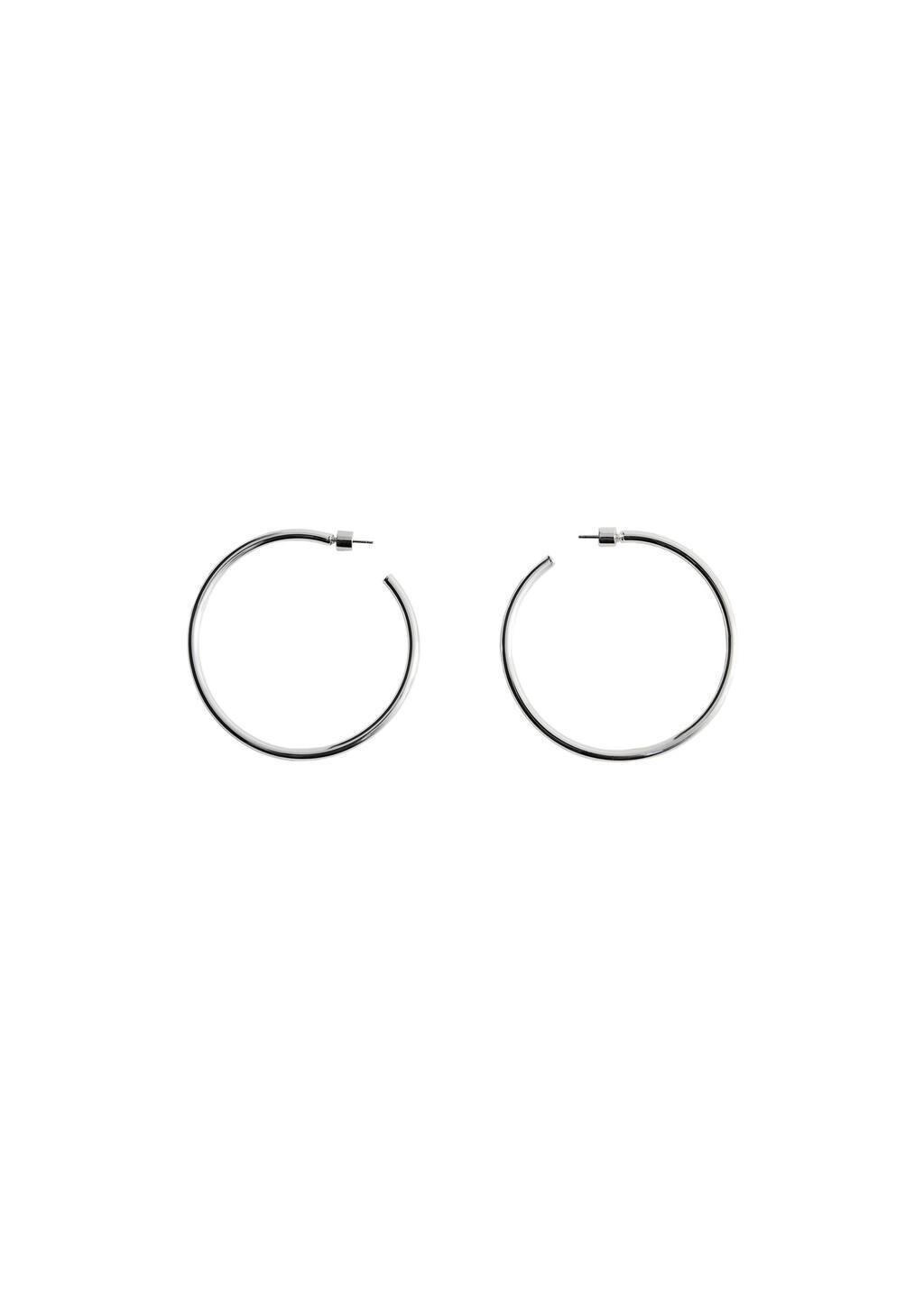 Silver Hoop Earrings, Silver, large image number 2