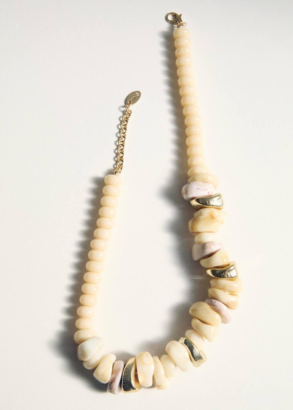 LIGHT BEIGE Mixed bead necklace, Light Beige, medium