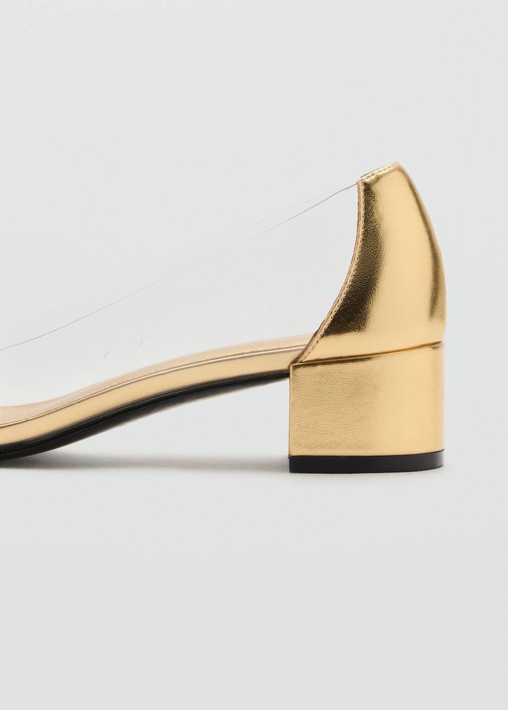 Gold Combined Vinyl Heeled Shoes, , large image number 1