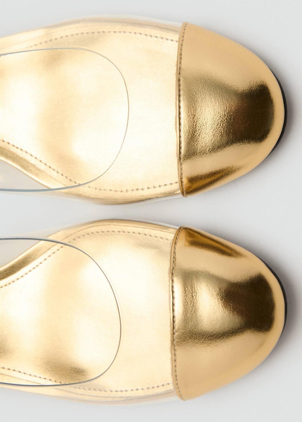 Gold Combined Vinyl Heeled Shoes, , large image number 2