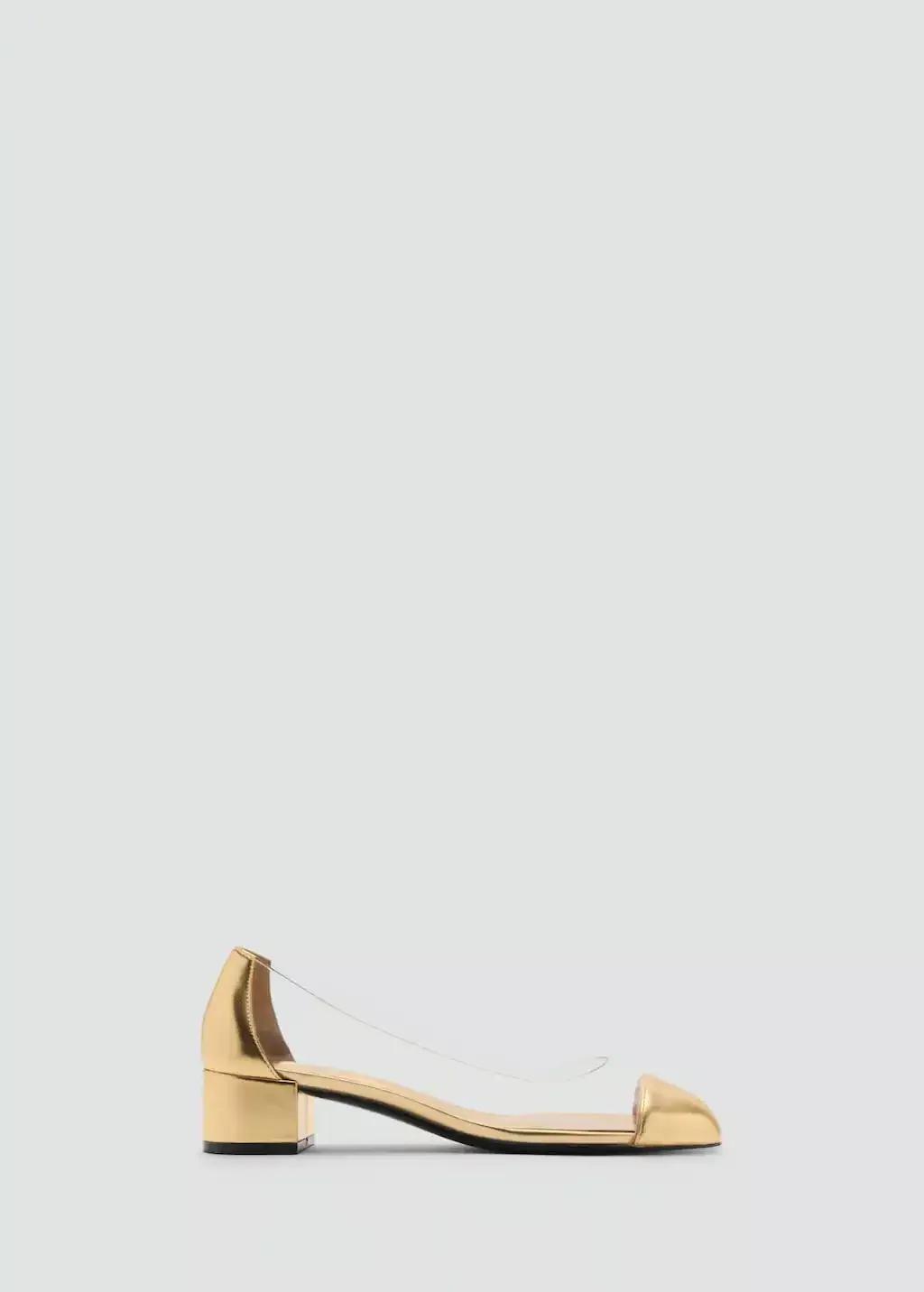 Gold Combined Vinyl Heeled Shoes, , large image number 3