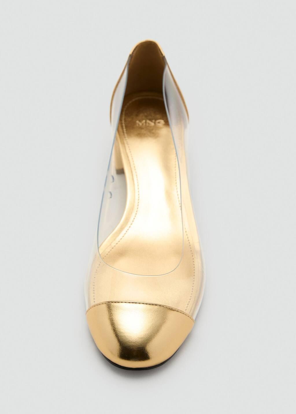 Gold Combined Vinyl Heeled Shoes, , large image number 4
