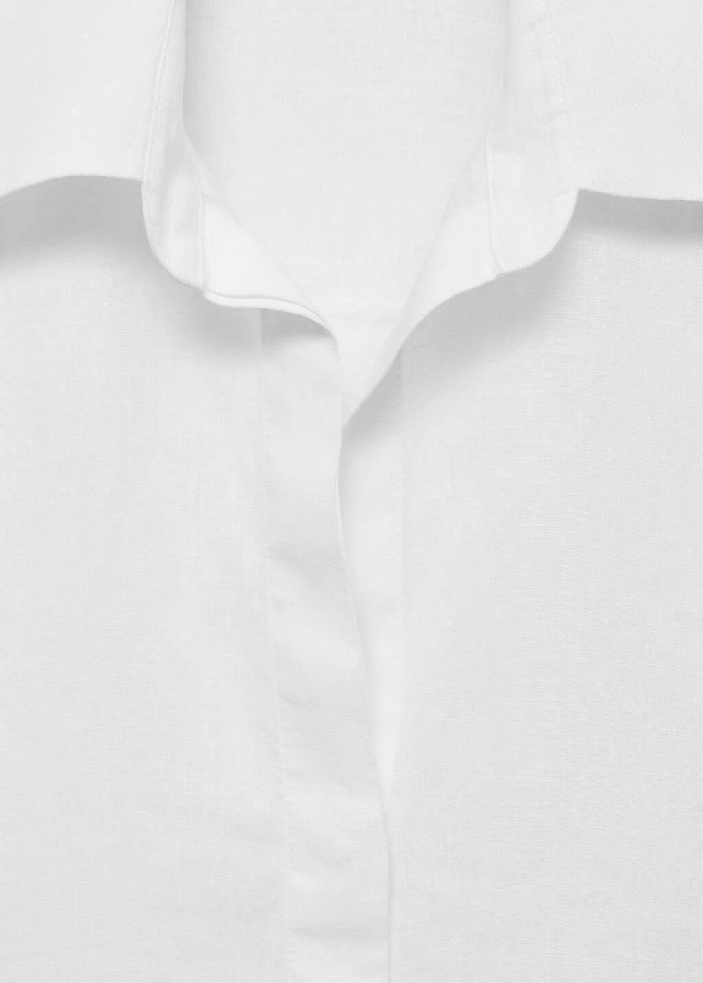 White Linen Oversized Shirt, White, medium